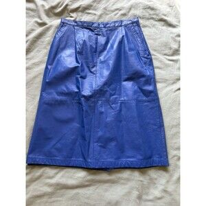 Pia Rucci Vintage Edgy Cobalt Blue Leather MIDI Skirt Chic 80’s/90’s Size 14